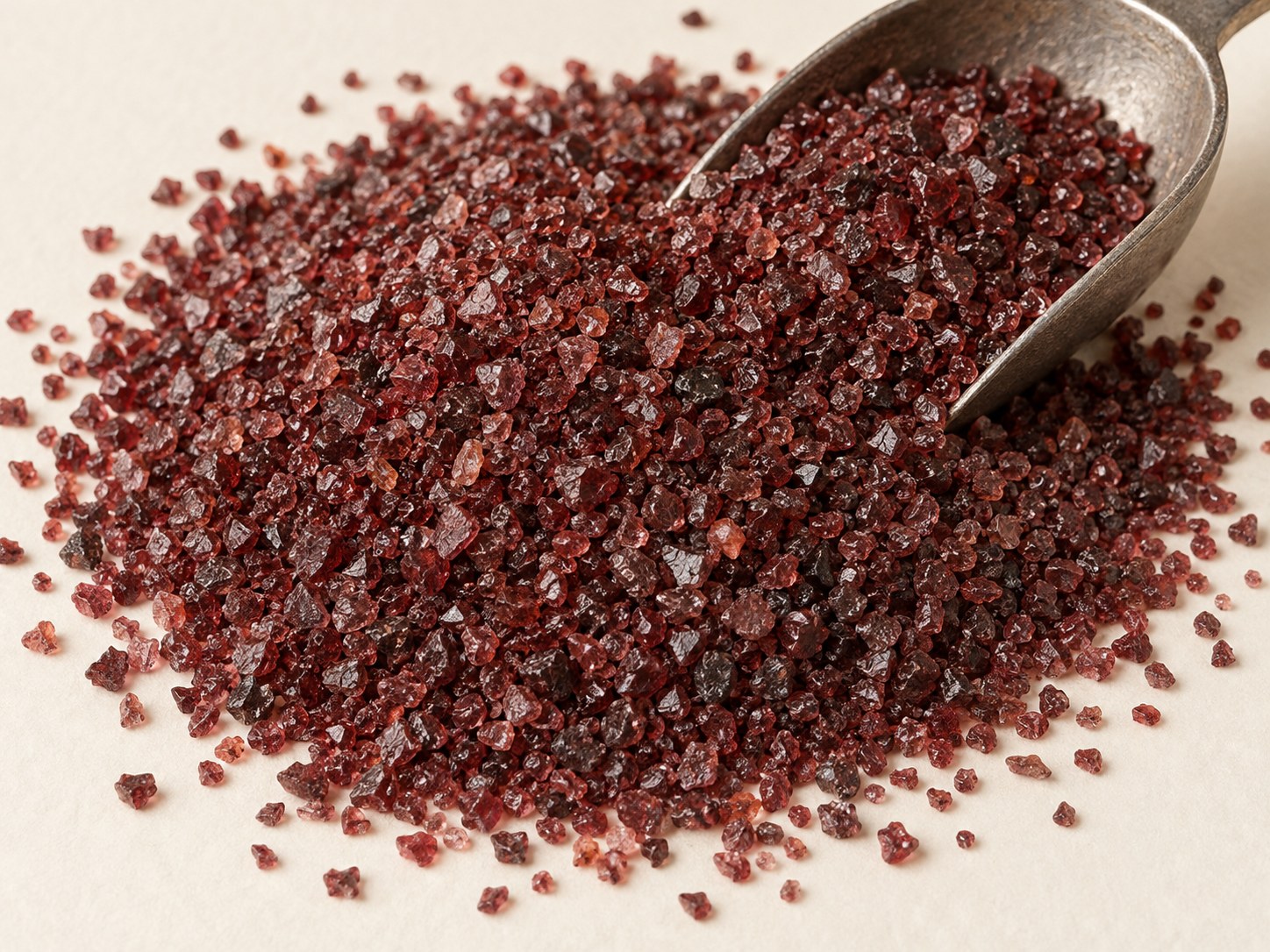 Fine deep red sub-angular abrasive Garnet grains